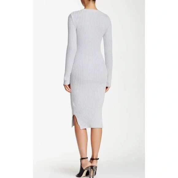 ROMEO & JULIET COUTURE • Grey Ribbed Knit Sweater Bodycon Midi Dress, M - Picture 2 of 13
